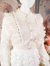 Ivory Lace Ruffled Long Sleeve Blouse