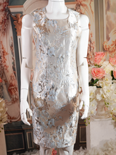 Silver Floral Print Sleeveless Dress