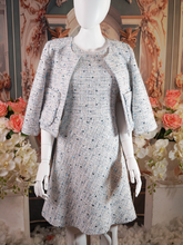 Gray Multi Colored Sequined tweed cropped jacket