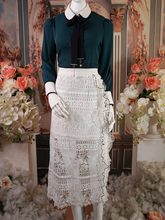 White floral lace midi skirt