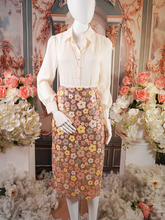 Multicolor Sequin Floral Pattern Pencil Skirt Medium