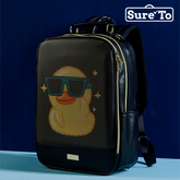LED Backpack Nylon PLain Black with Gold Hardware