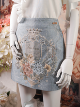 Powder Blue Embroidered 3D Floral Skirt