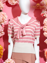 Pink and Cream Striped Sailor Top