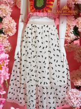 Off-White Tulle Skirt with Black Bows Print