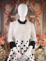 White Blouse With Black Collar and Polka Dots