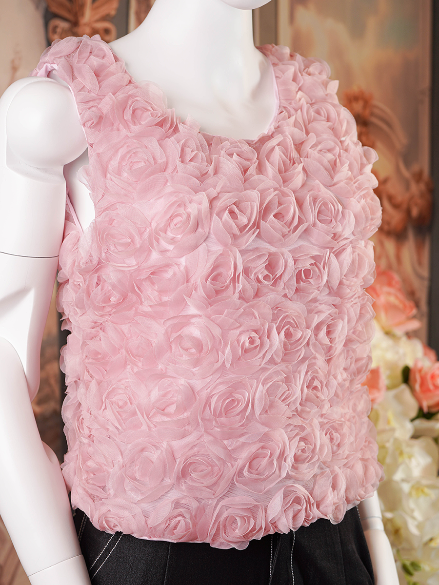 Pink 3D Rose Top