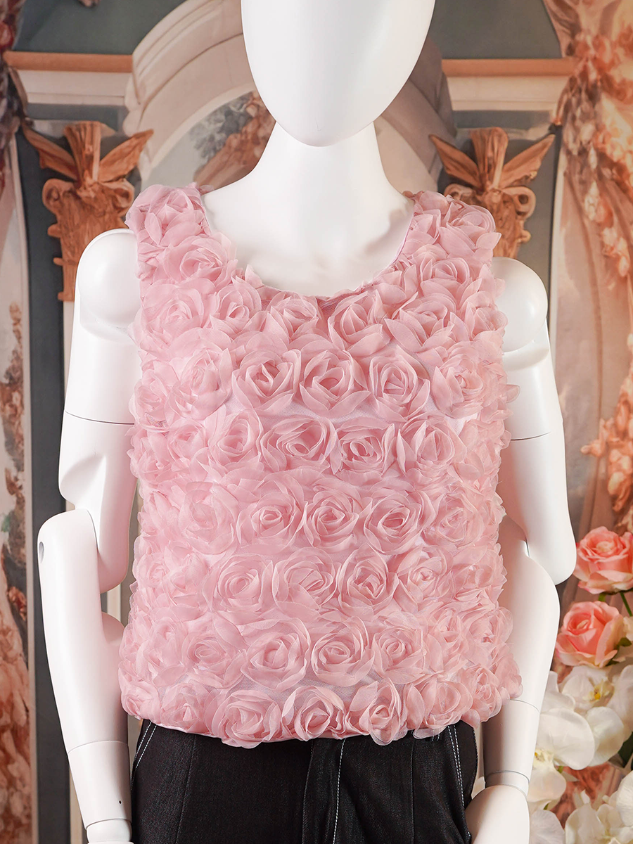 Pink 3D Rose Top