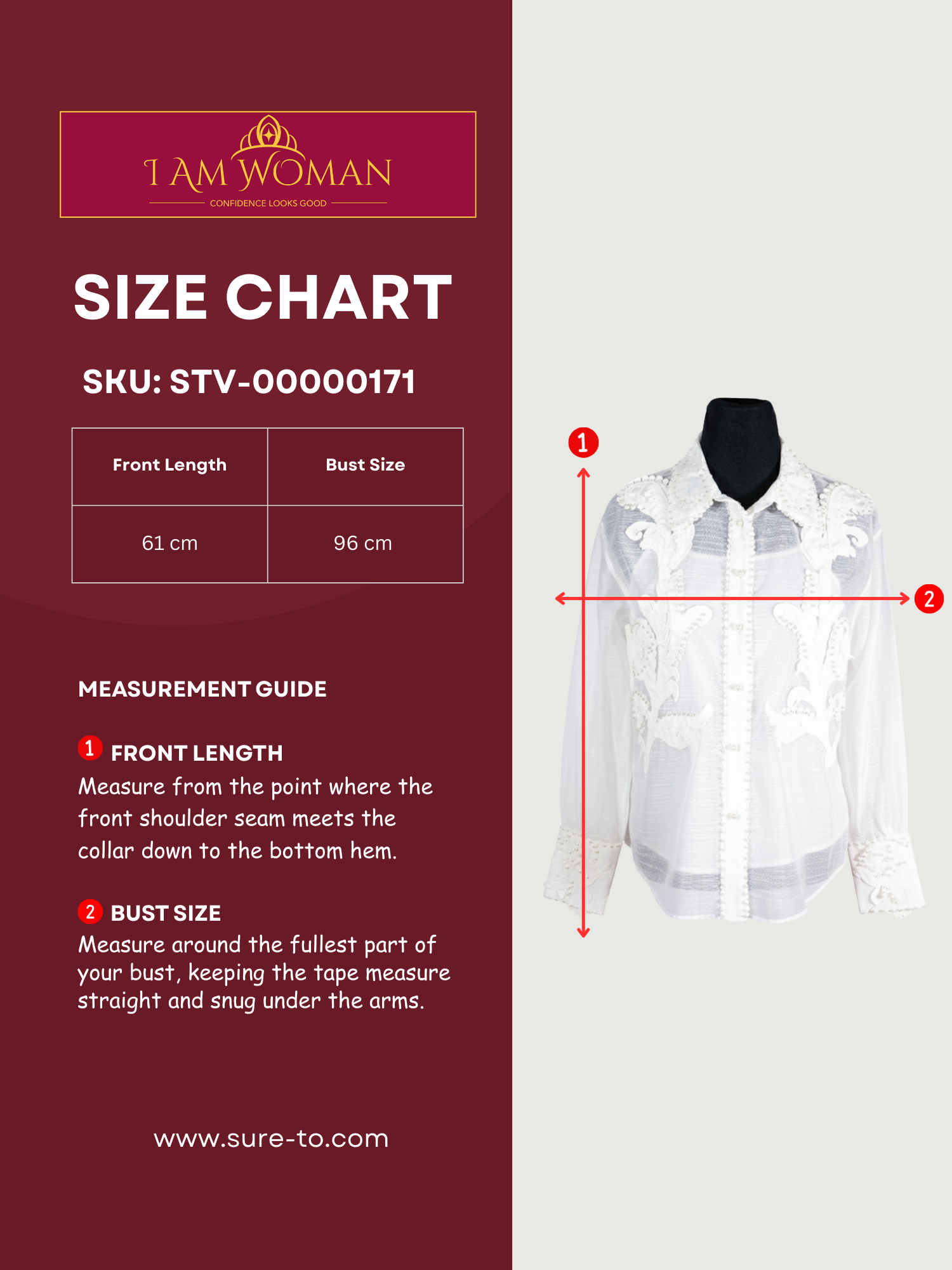 I Am Woman White, Pearl-Embellished, Sheer Blouse