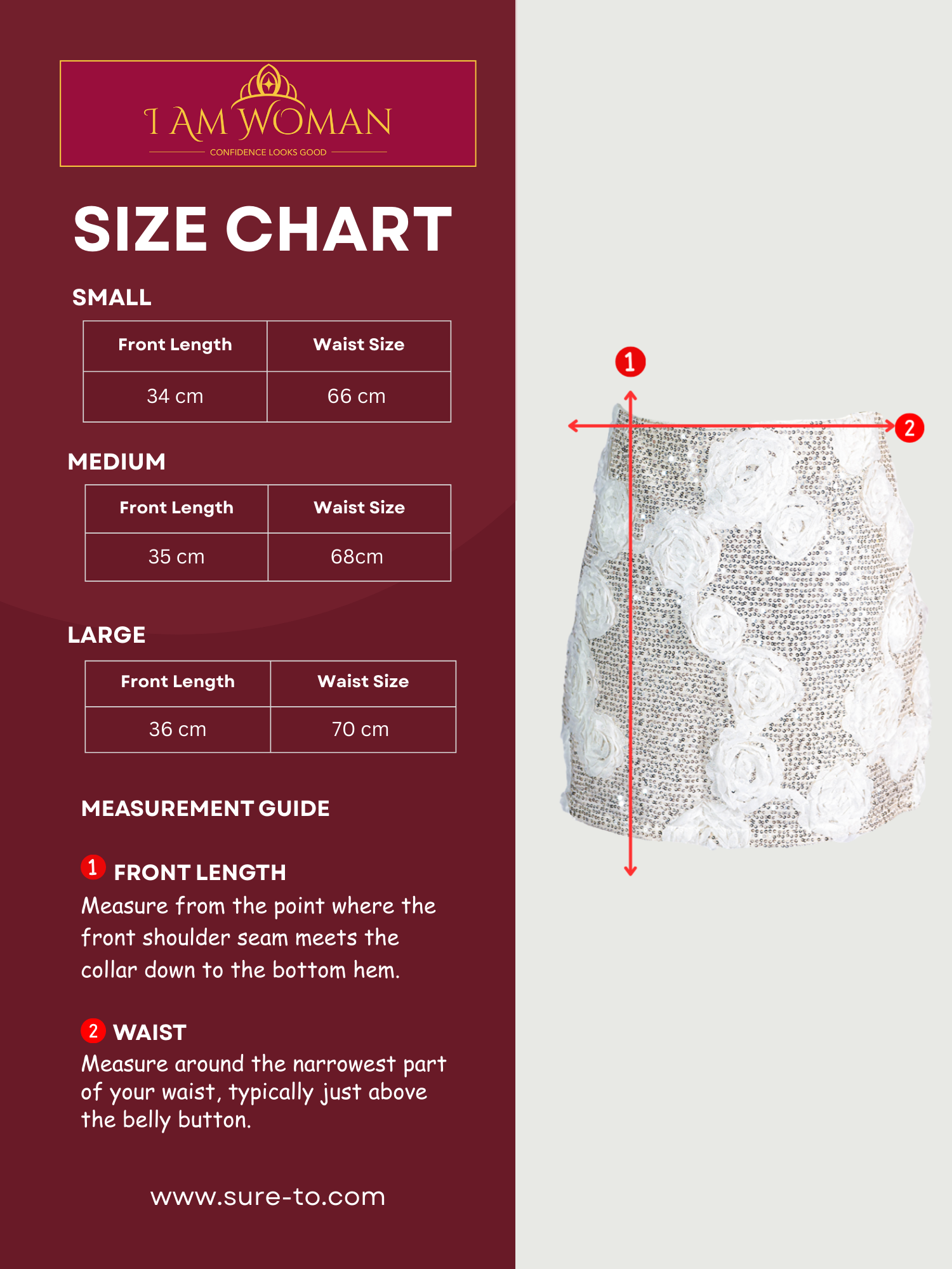 I Am Woman Beige Sequin Skirt with Rosette Applique