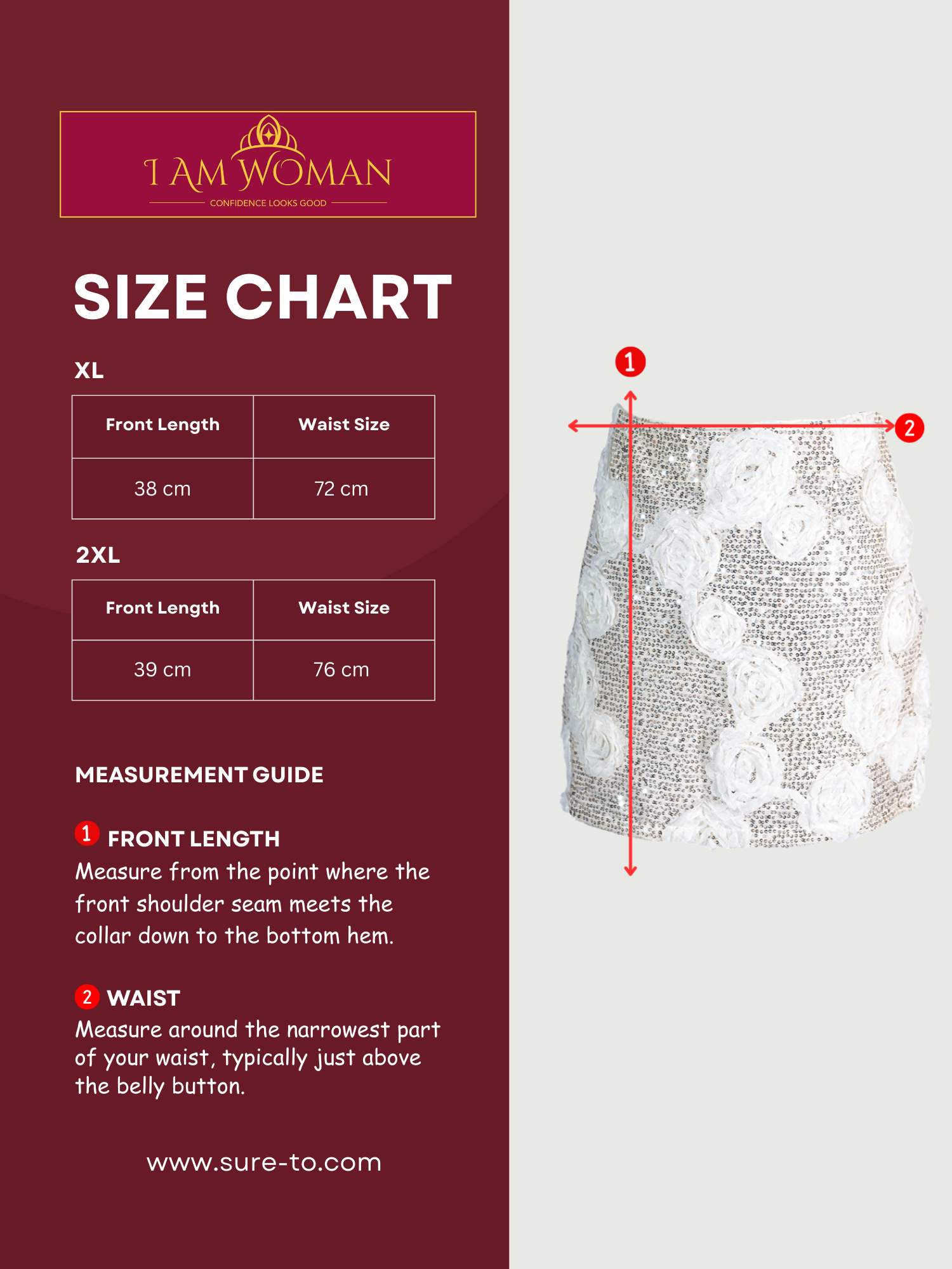 I Am Woman Beige Sequin Skirt with Rosette Applique