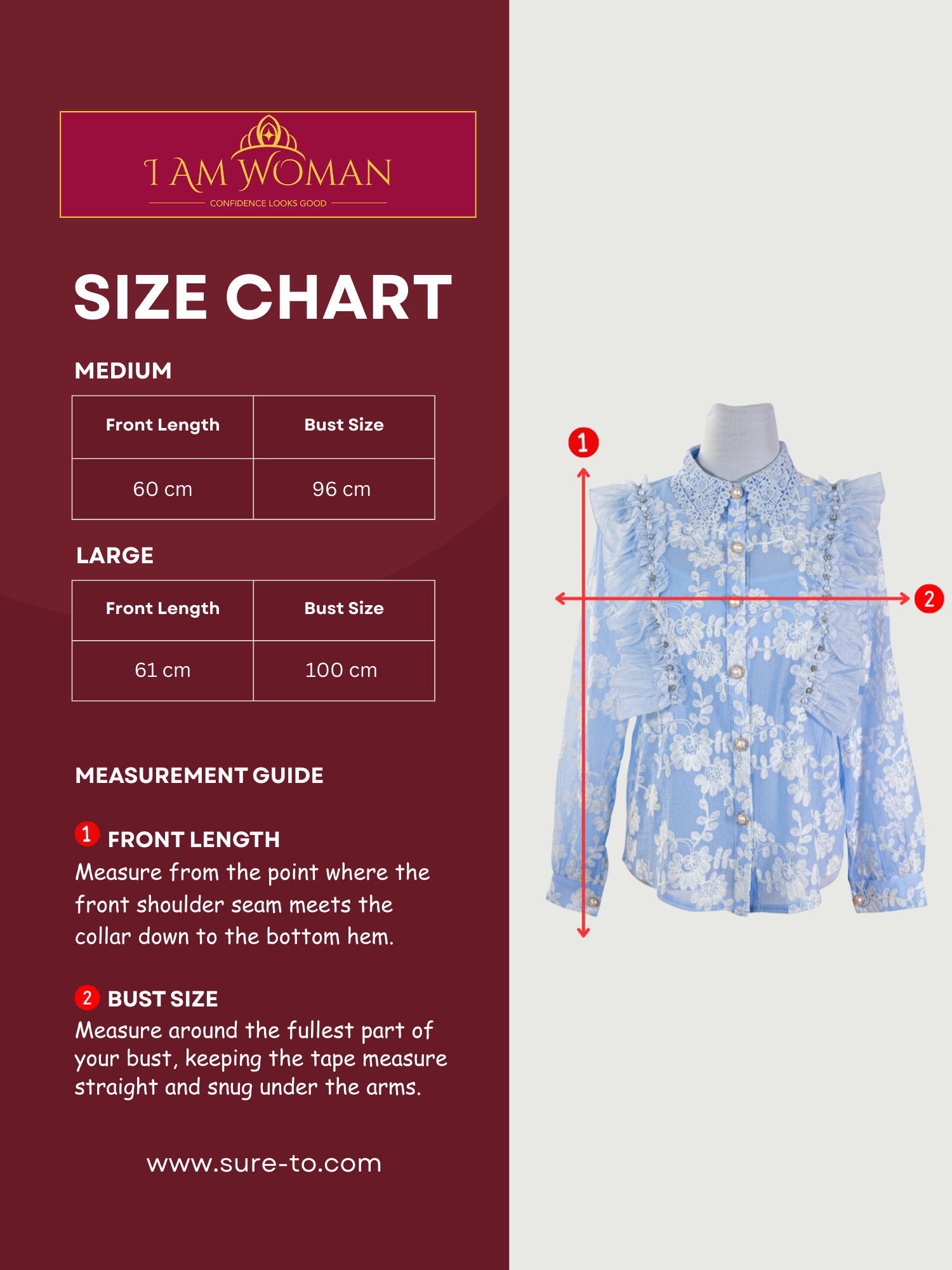 I Am Woman Baby Blue Lace Ruffled Long Sleeve Blouse