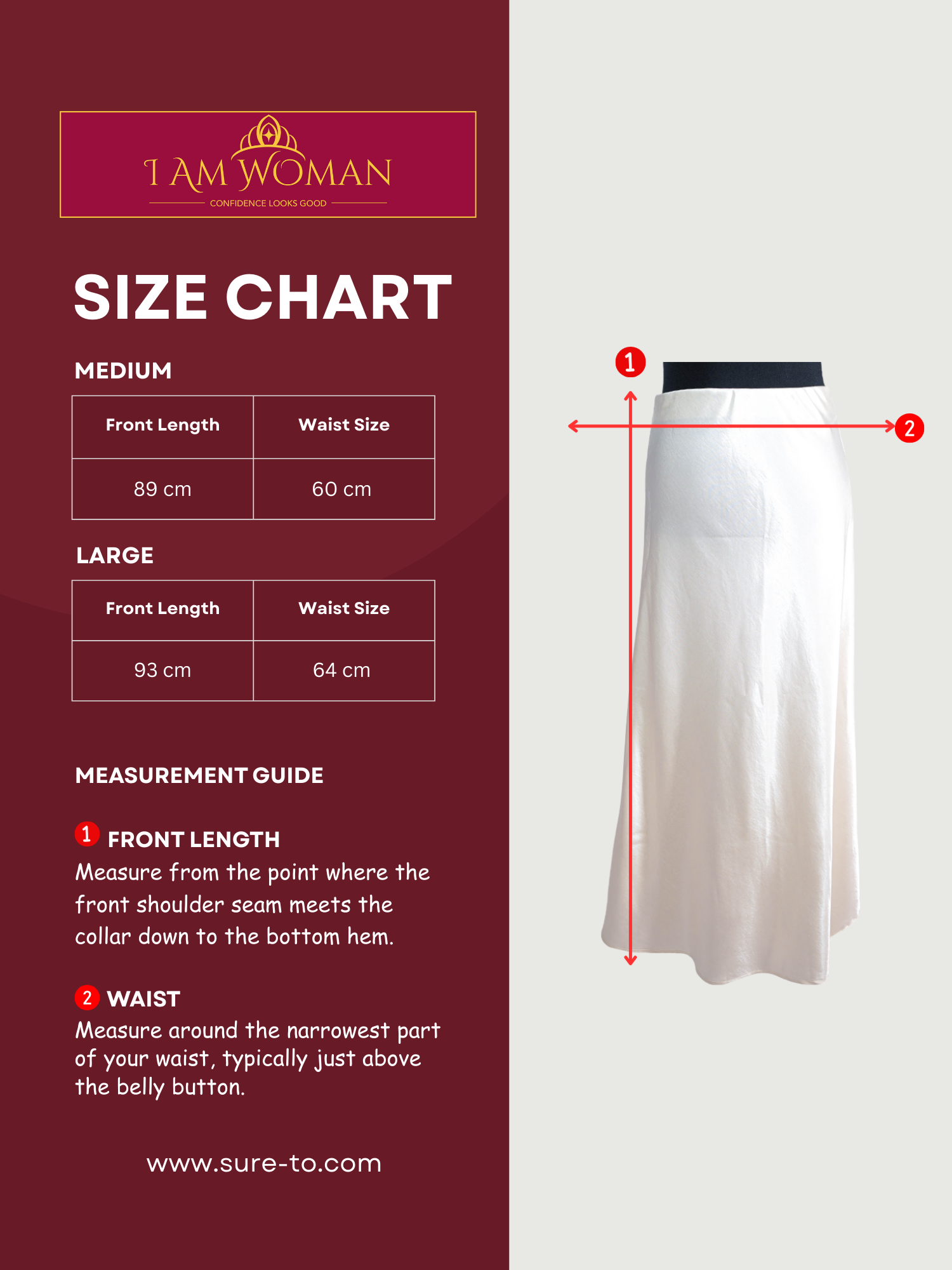 I Am Woman Ivory Satin High-Waisted Skirt