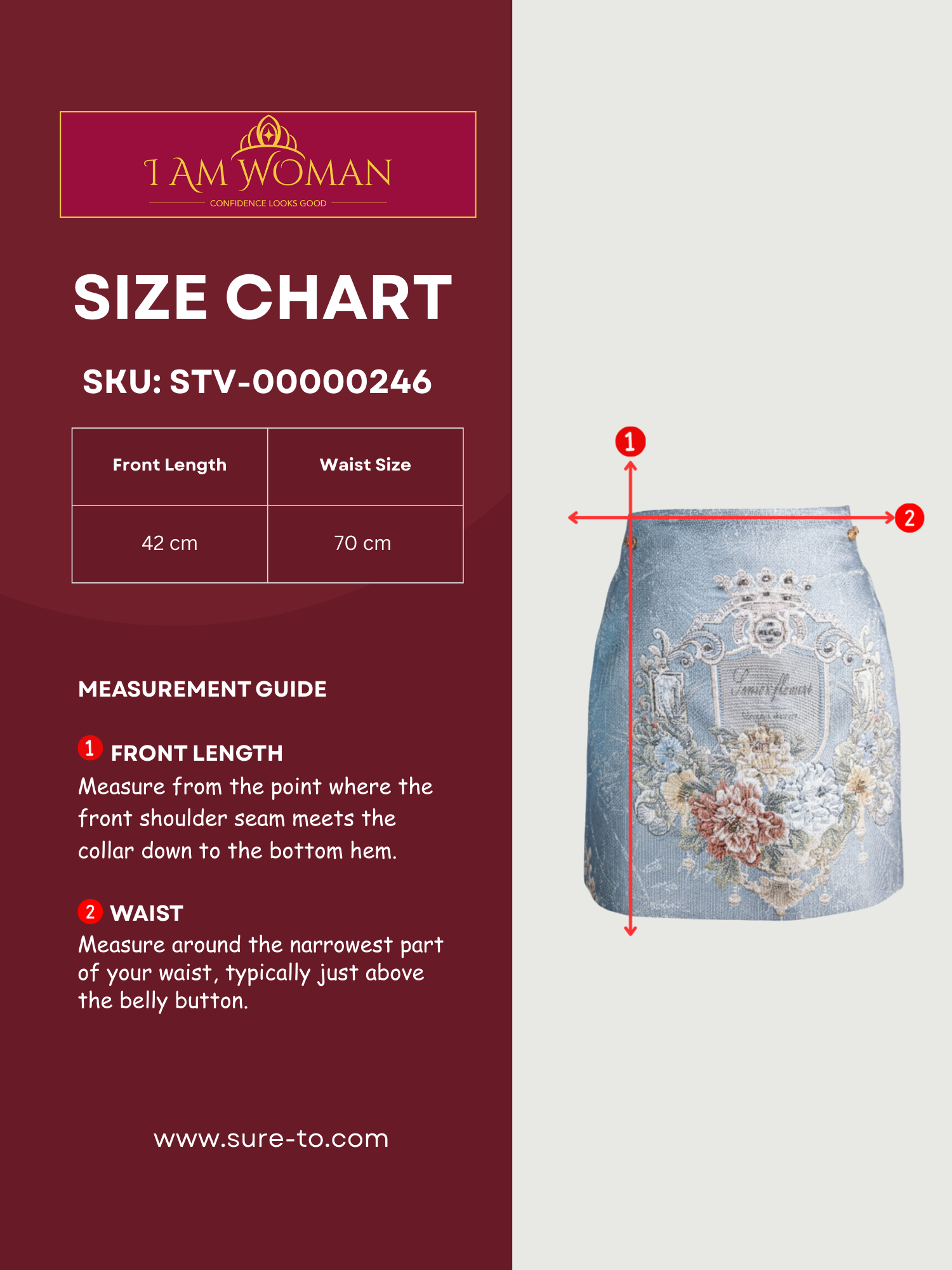 I Am Woman Powder Blue Embroidered 3D Floral Skirt