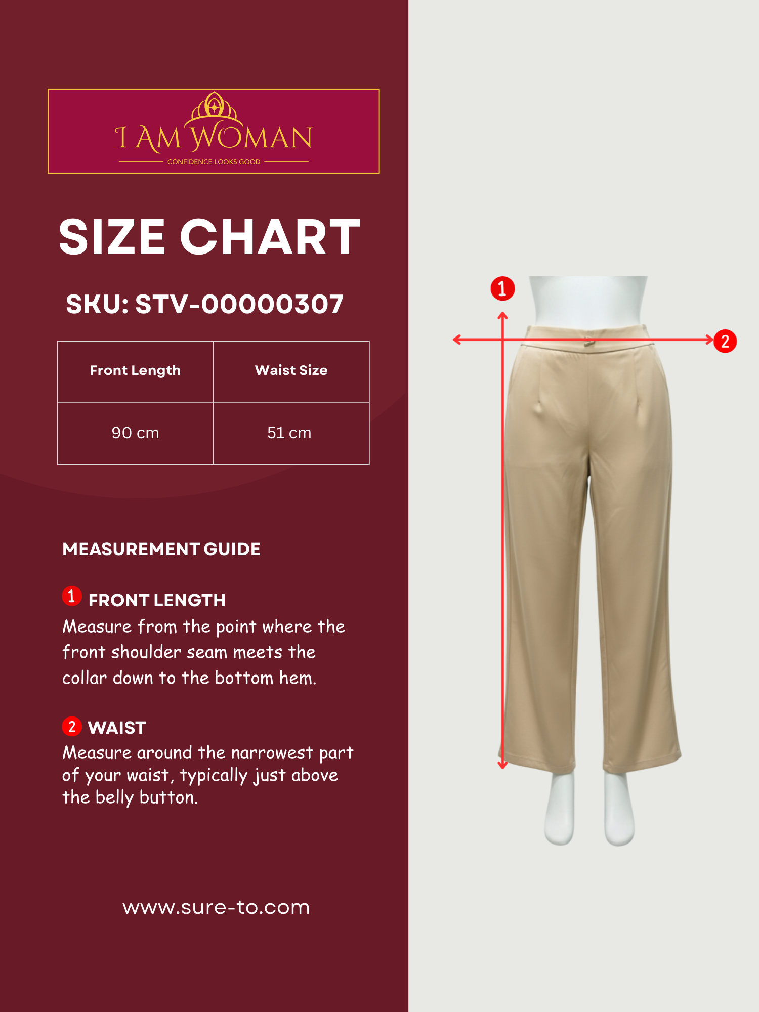 I Am Woman Light Beige Straight Pants w /Heart Shape Button