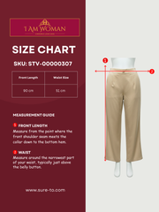 I Am Woman Light Beige Straight Pants w /Heart Shape Button