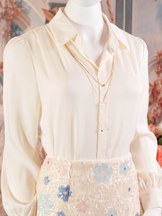 Off-White Button Down Blouse with Chain Large