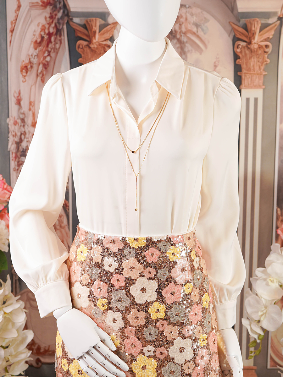 Off-White, Long Sleeve Blouse with Collar Medium