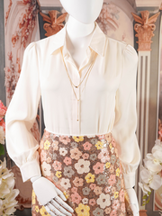 Off-White Button Down Blouse with Chain Large