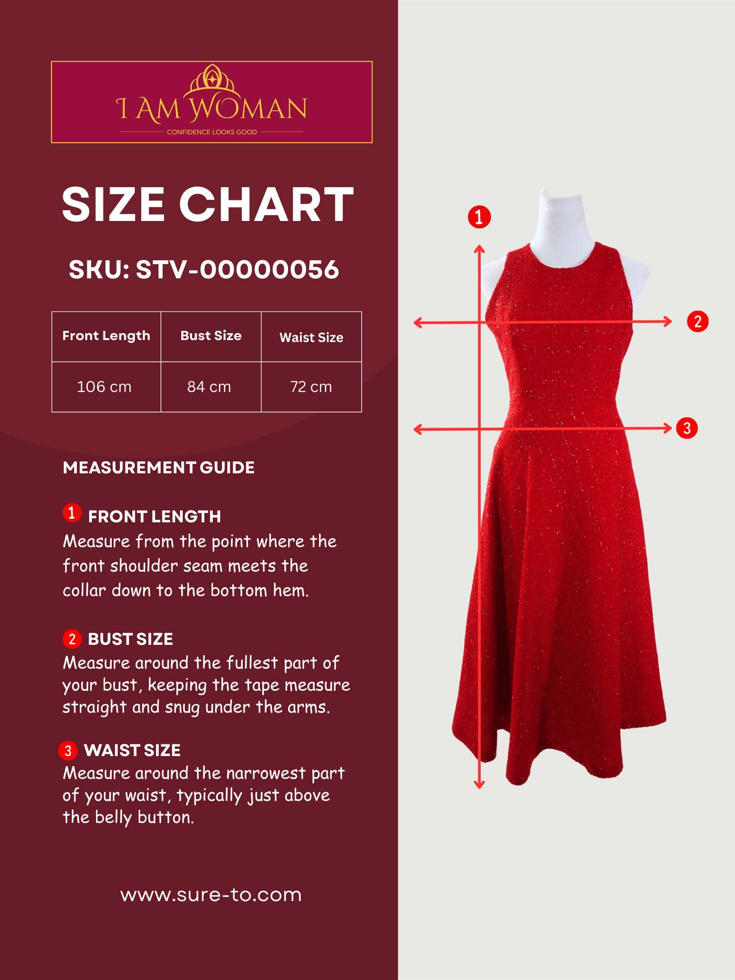 I Am Woman Crimson Red Shimmer Long Dress