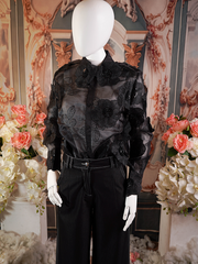 Black, Beaded Floral Ornament Top.