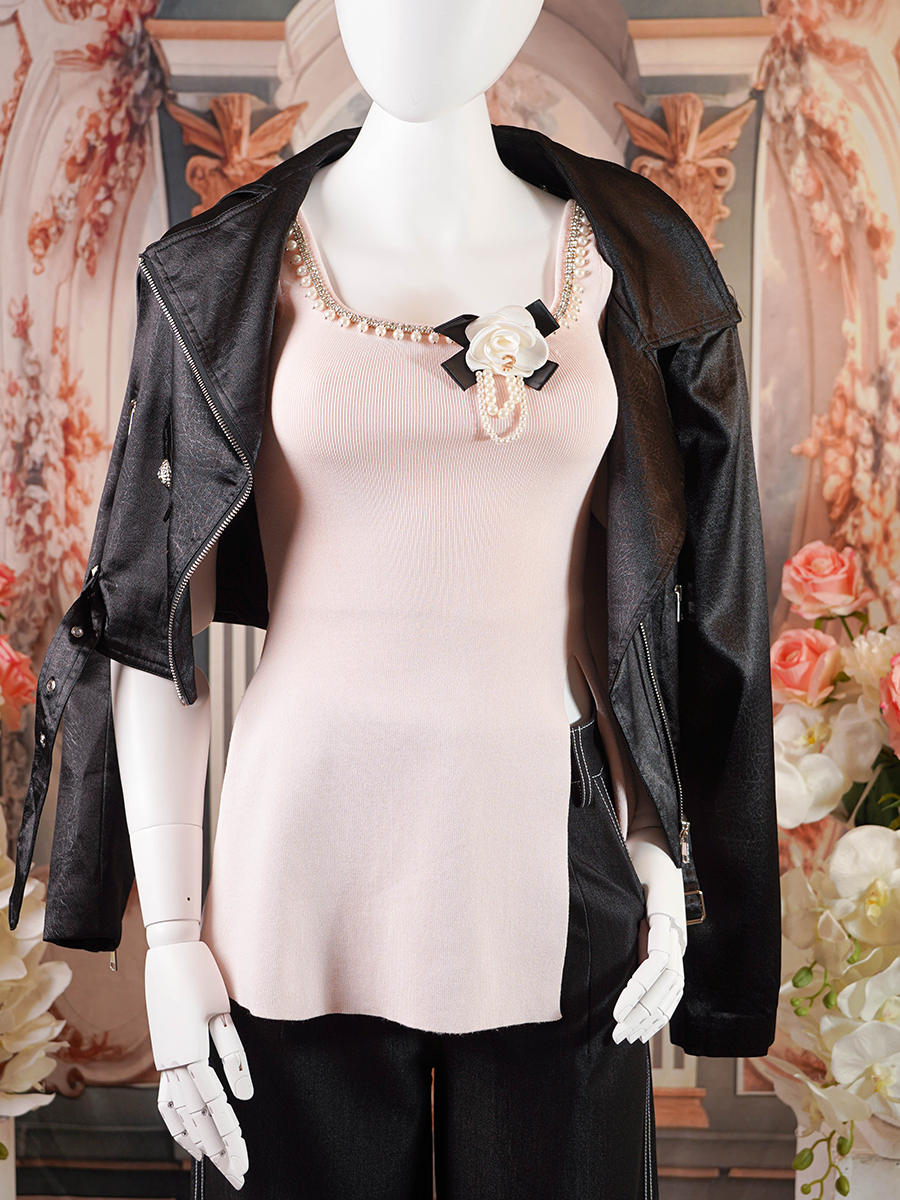 Light Pink Embellished Mini-Dress