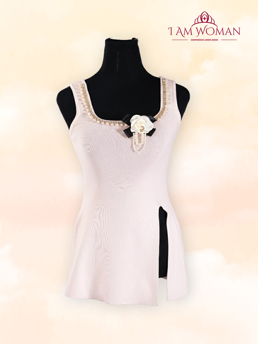 Light Pink Embellished Mini-Dress