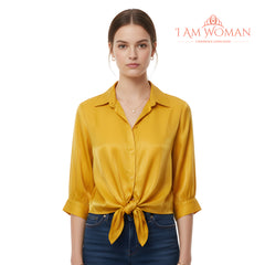 I Am Woman Mustard Yellow Knotted Blouse