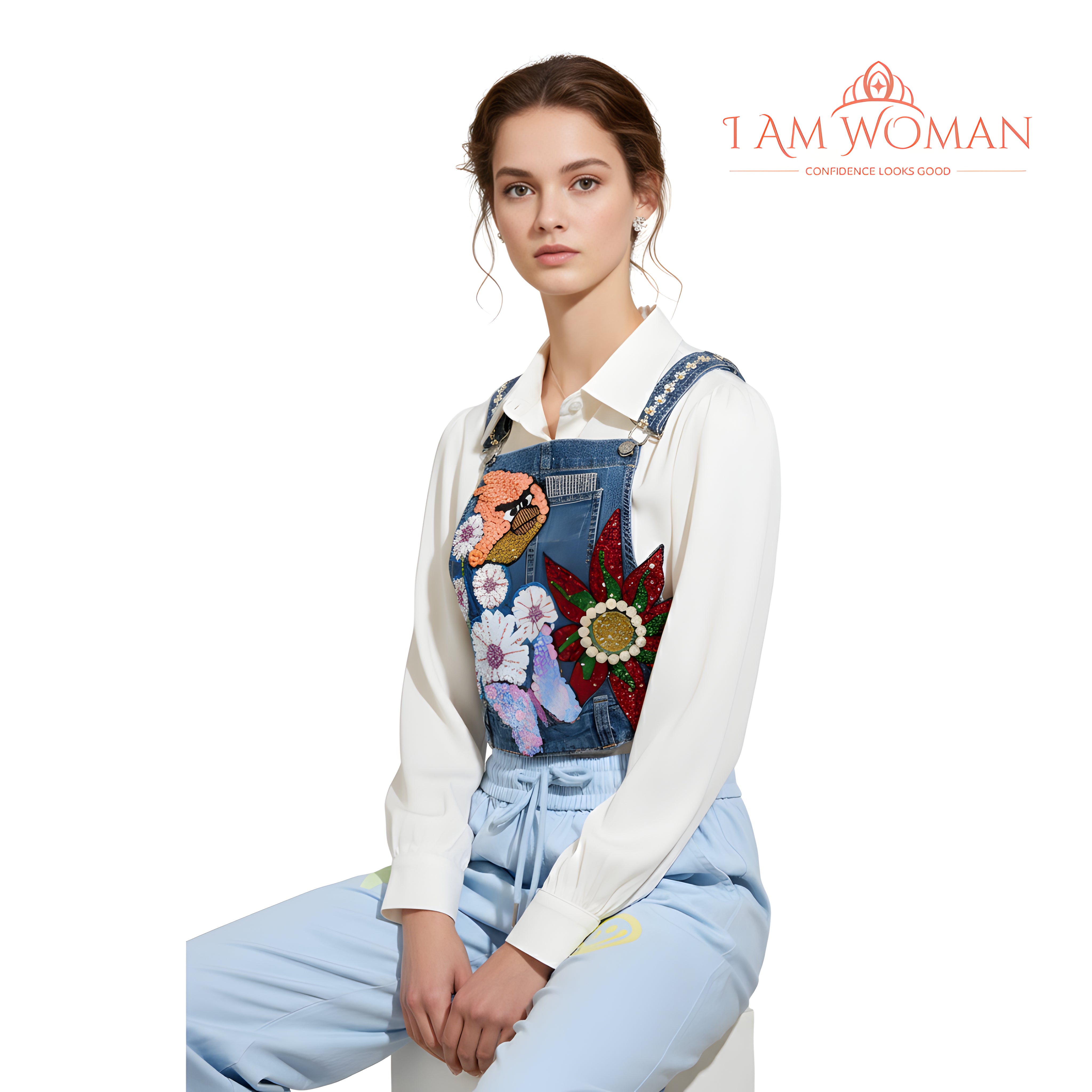 I Am Woman Multi Colored Floral Maong Tank Top