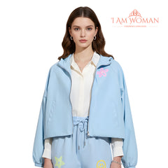 I Am Woman Light Blue Cropped Jacket