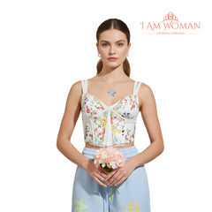 I Am Woman White Floral Corset