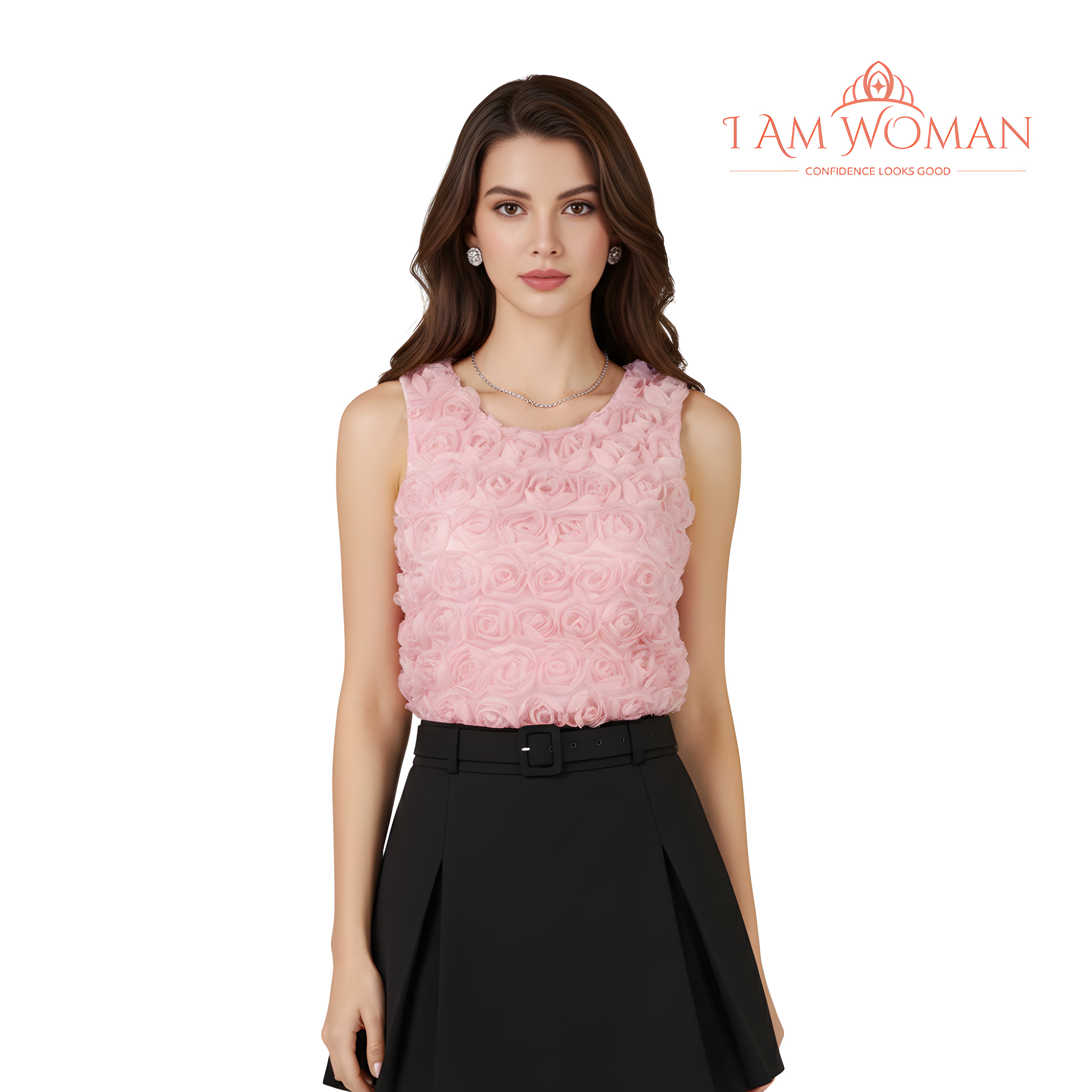 I Am Woman Pink 3D Rose Top