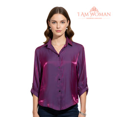 I Am Woman Purple Button-Down Blouse
