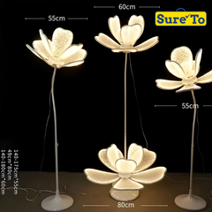 Sureto Set of 4 Flower Head Rose and Peony Wedding Walkway Props with LED Lamps