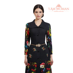 I Am Woman Floral Print Black Fit and Flare Dress