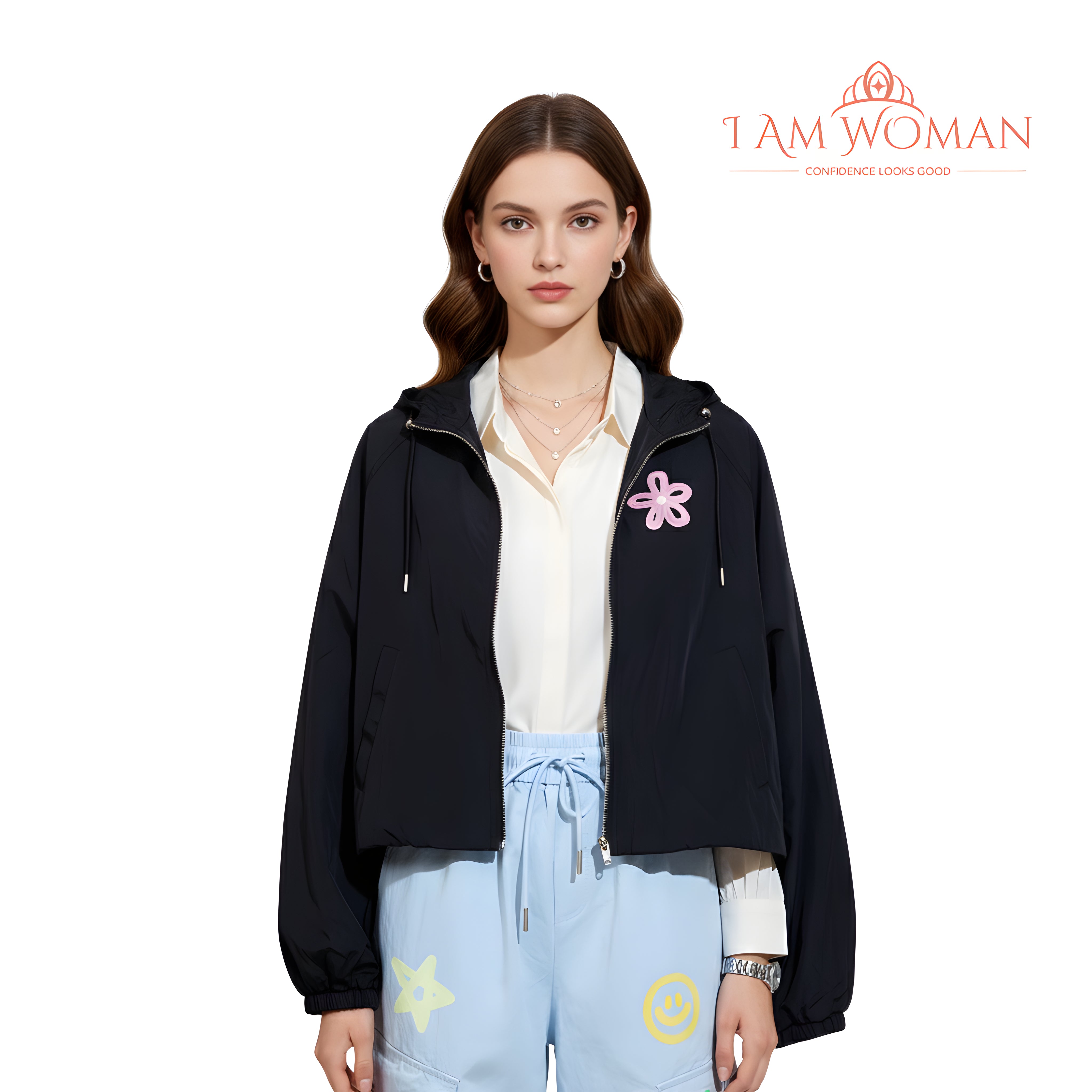 I Am Woman Black Zip-Up Jacket