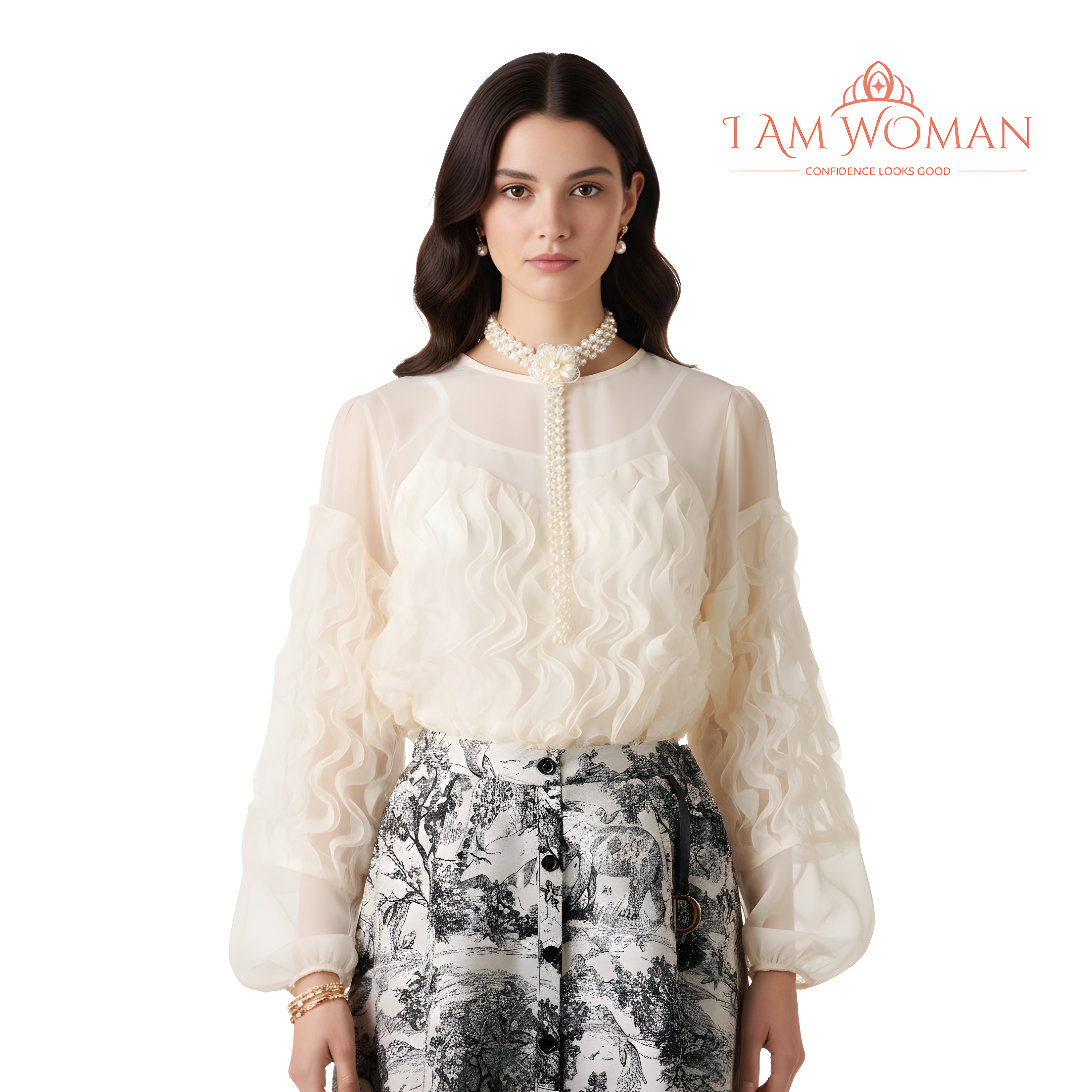 I Am Woman Off-White Ruffled Blouse