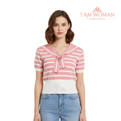 Pink and Cream Striped Sailor Top