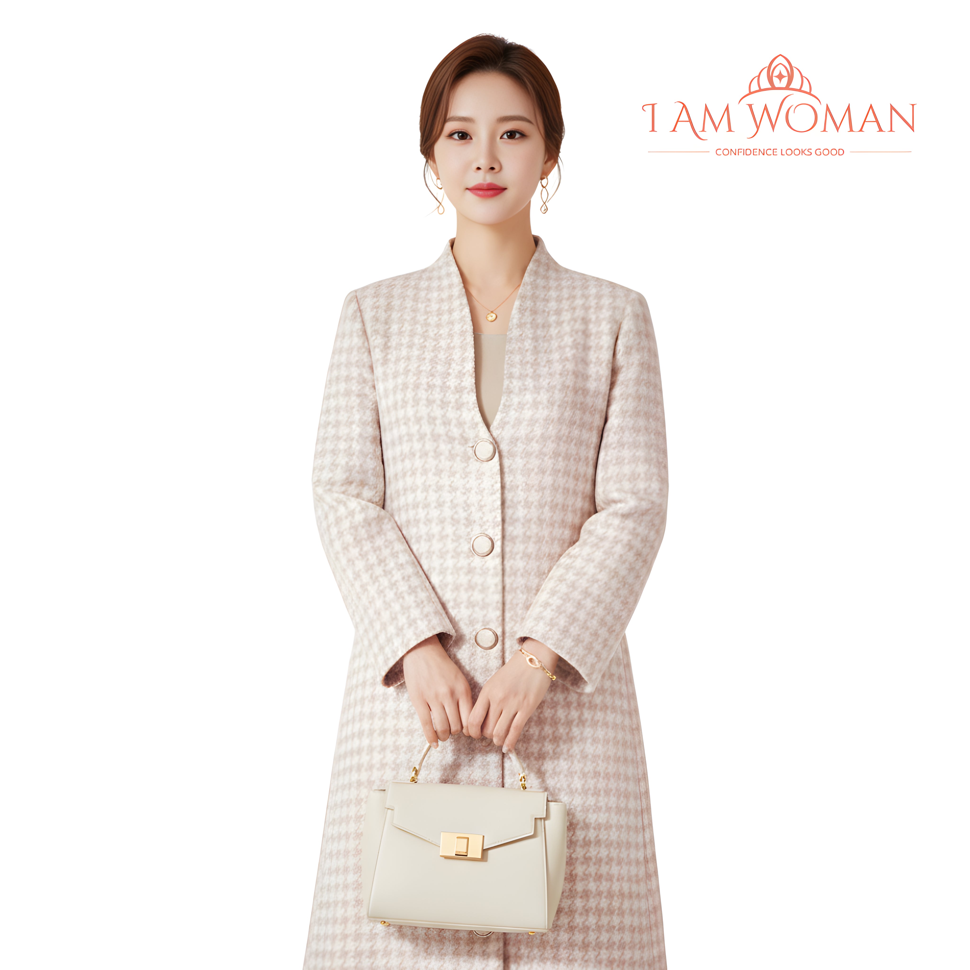 I Am Woman Pale Pink Button Down Long Coat