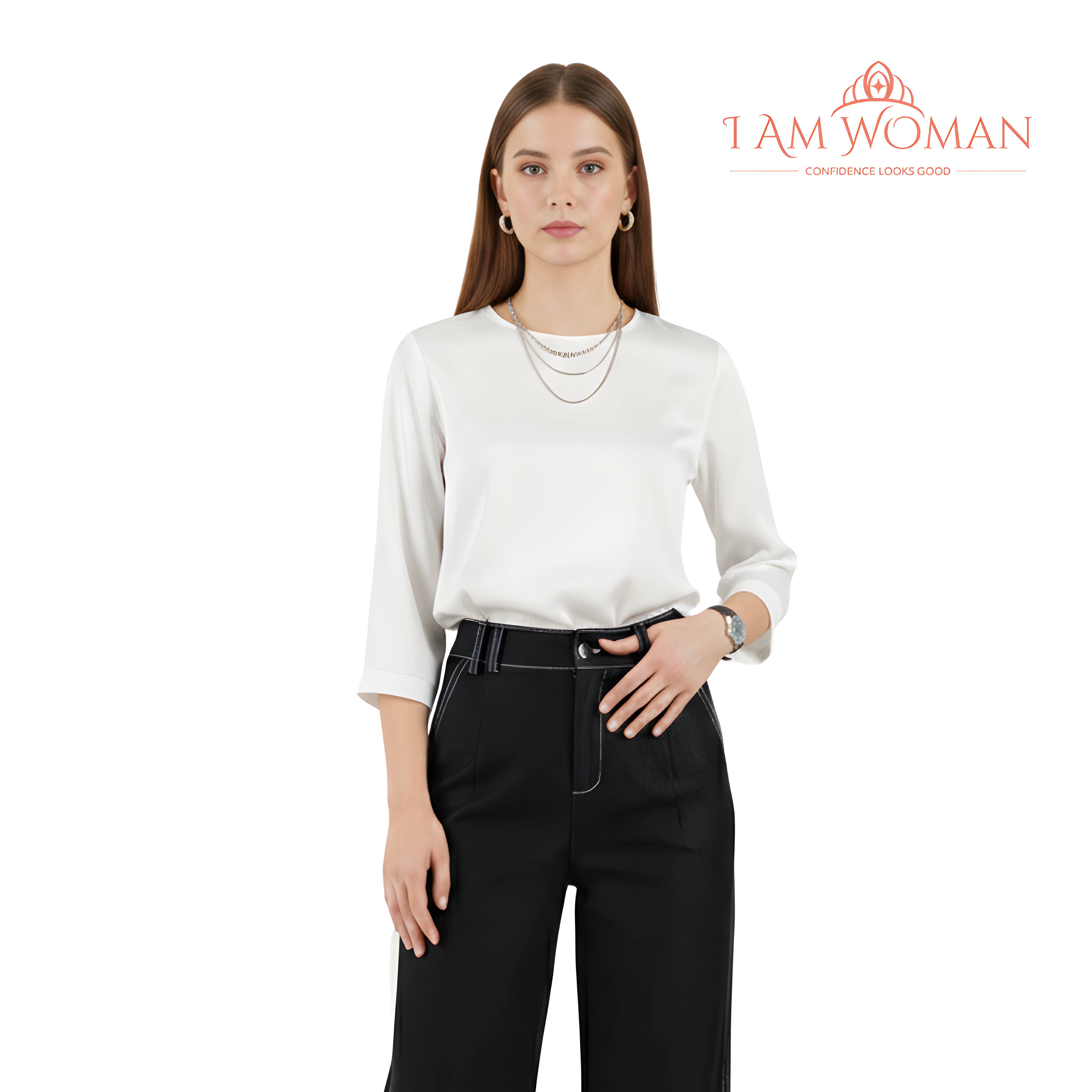 I Am Woman Black Denim Wide Leg Pants High-Waisted