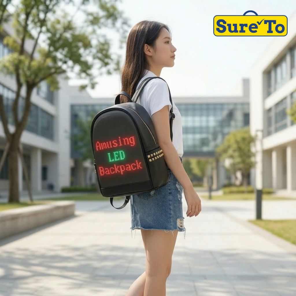 Sureto LED Backpack Designer Plain Black