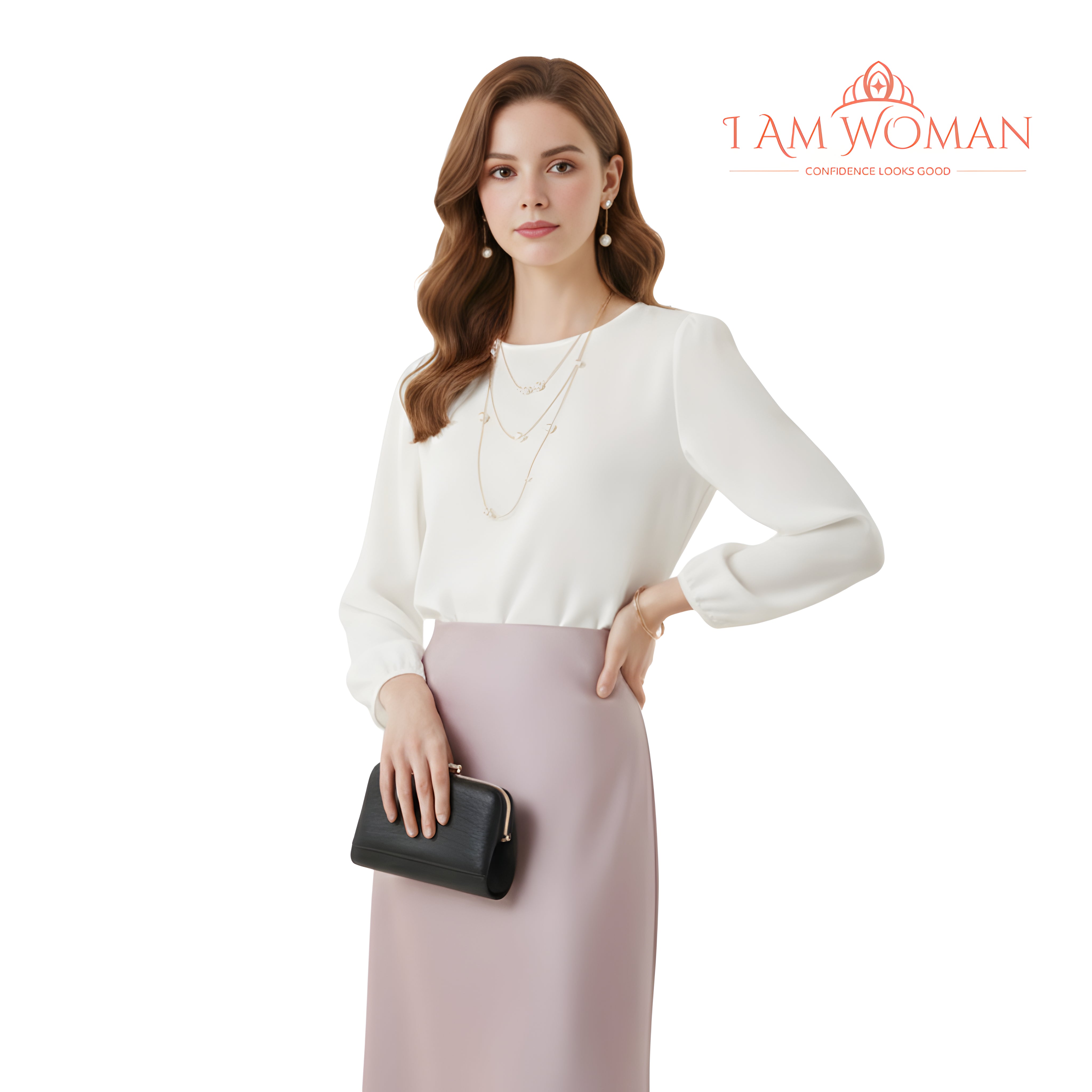 I Am Woman Blush Pink Satin A-Line Maxi Skirt