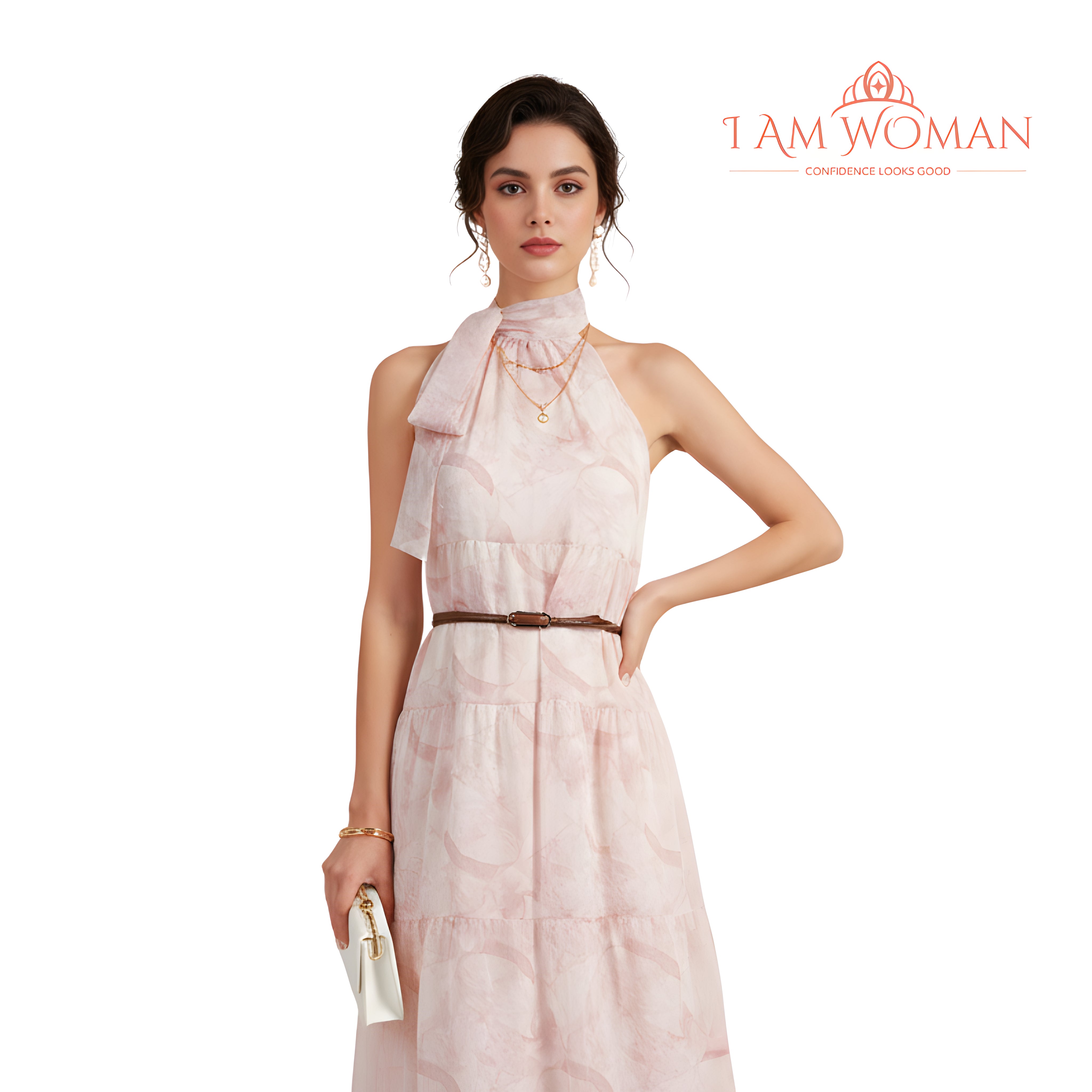 I Am Woman Pink Tiered Maxi Dress