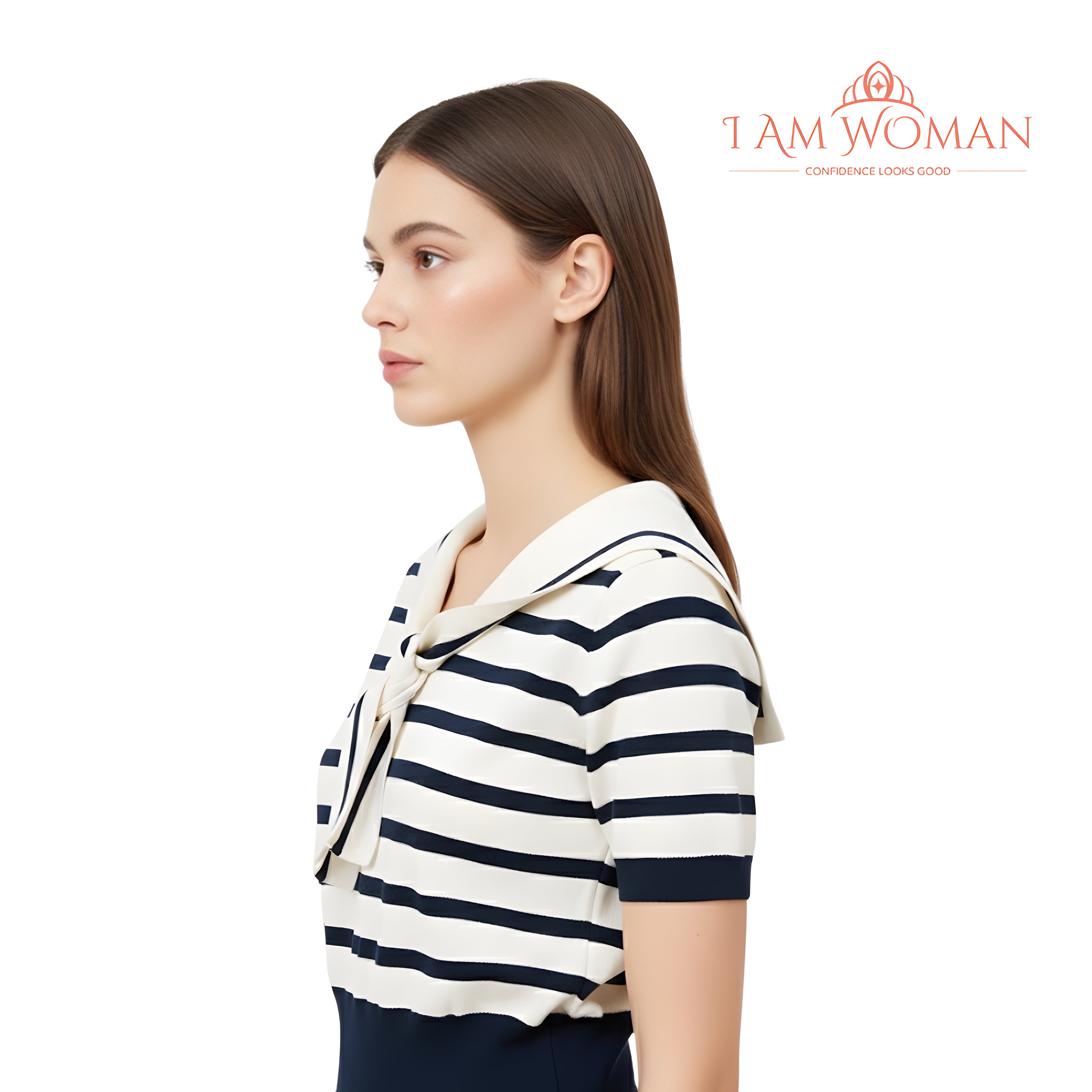 Striped Sailor Knit Top (White/Navy)