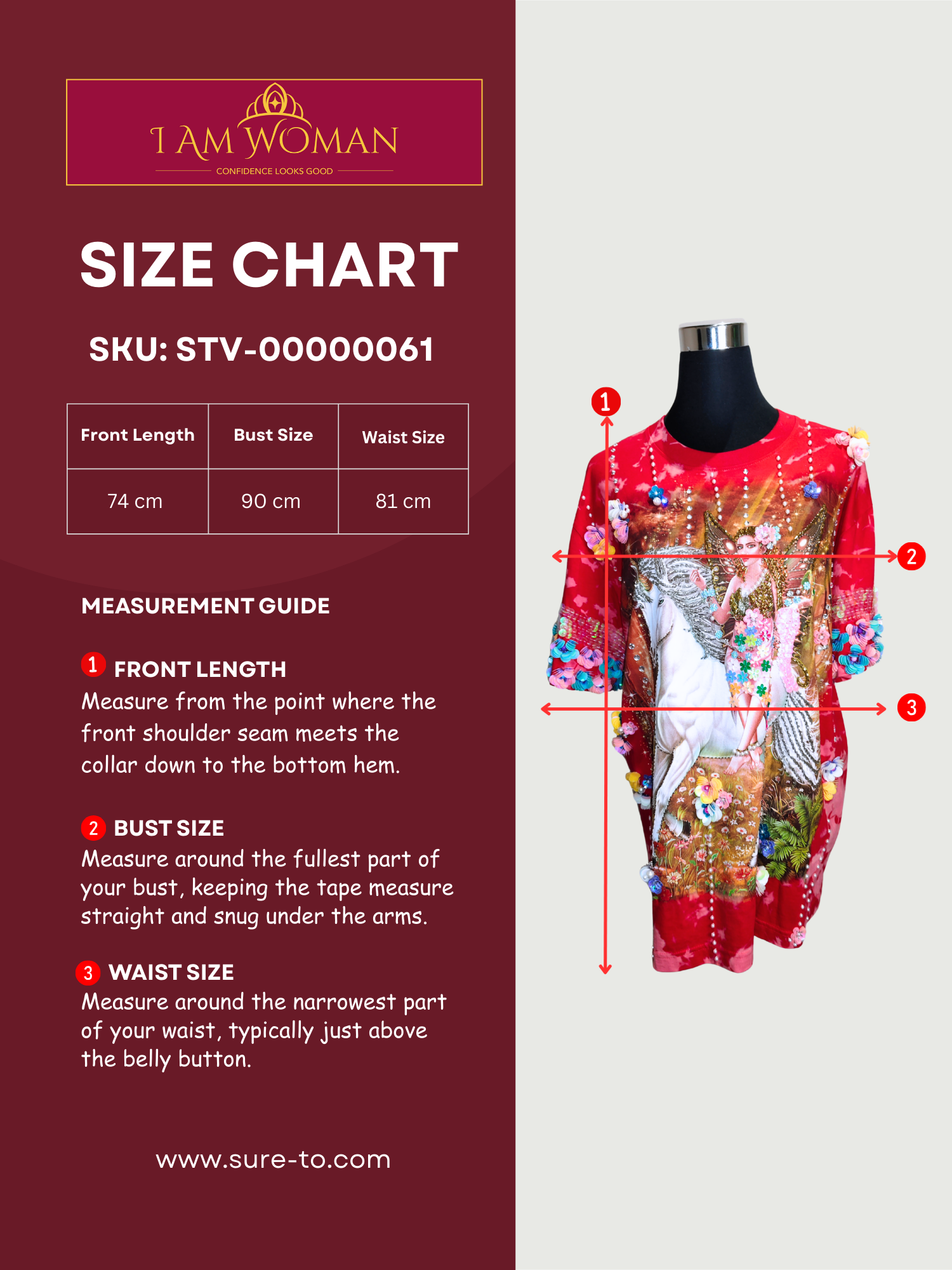 I Am Woman Red Baroque Print T Shirt