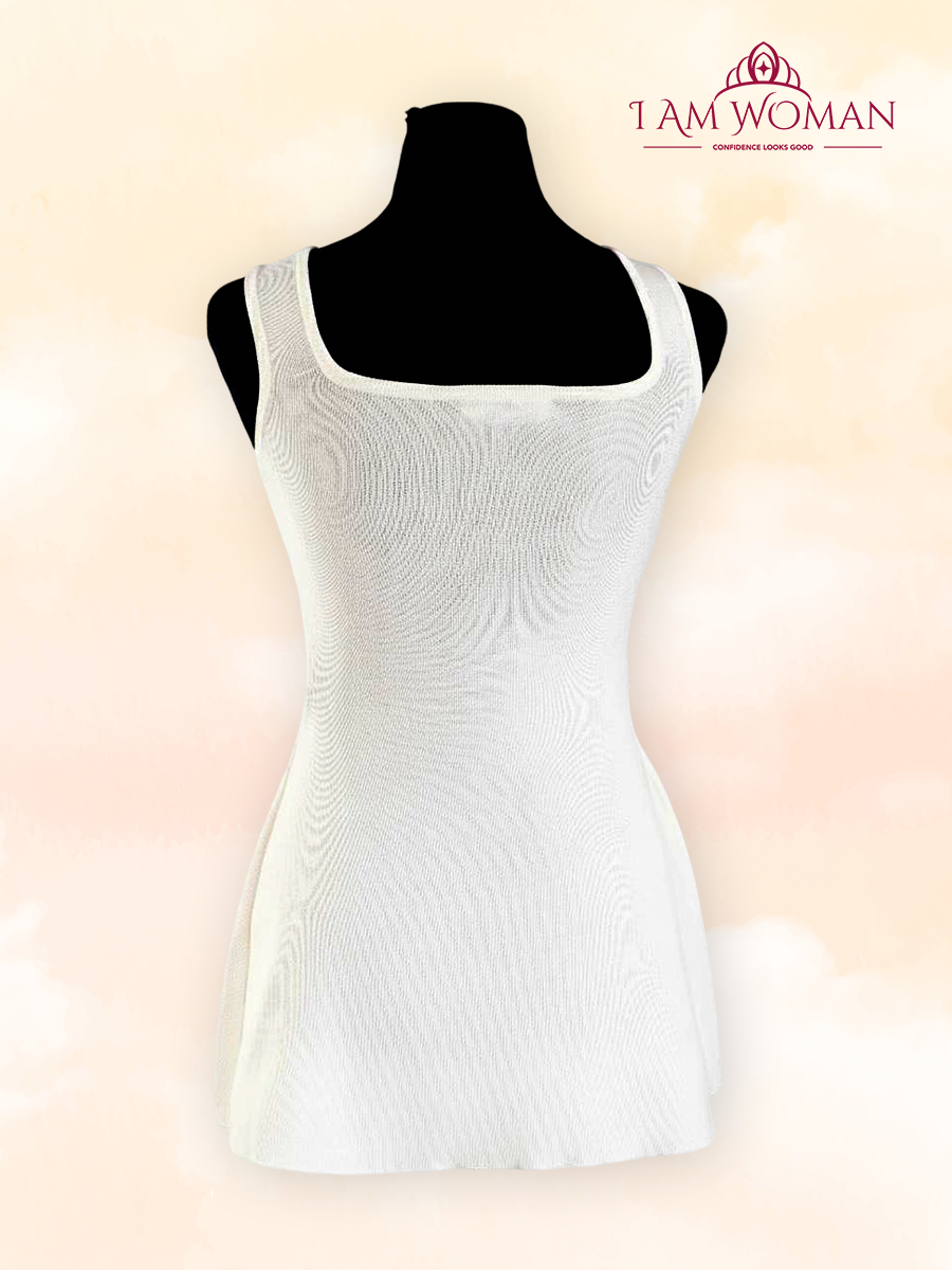 Cream Embellished Mini Dress