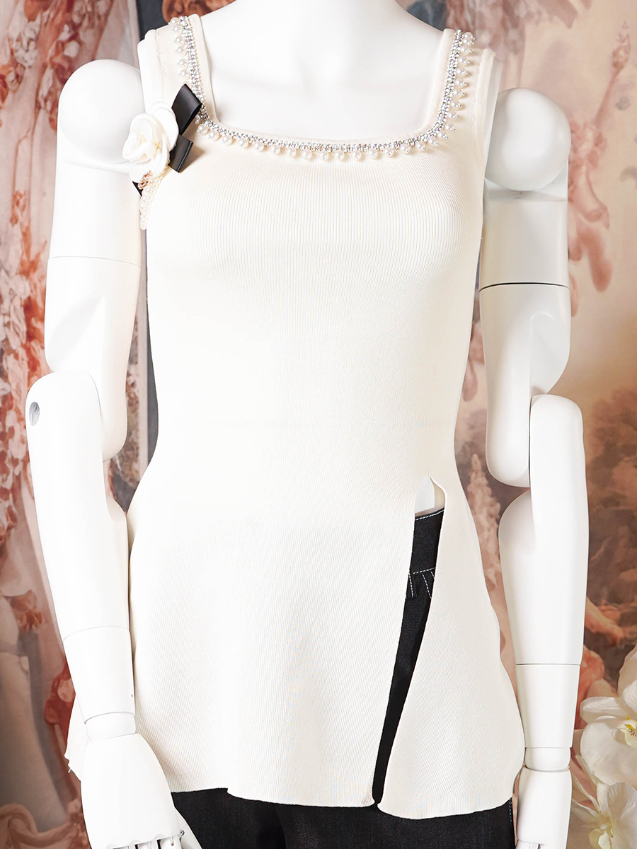 Cream Embellished Mini Dress