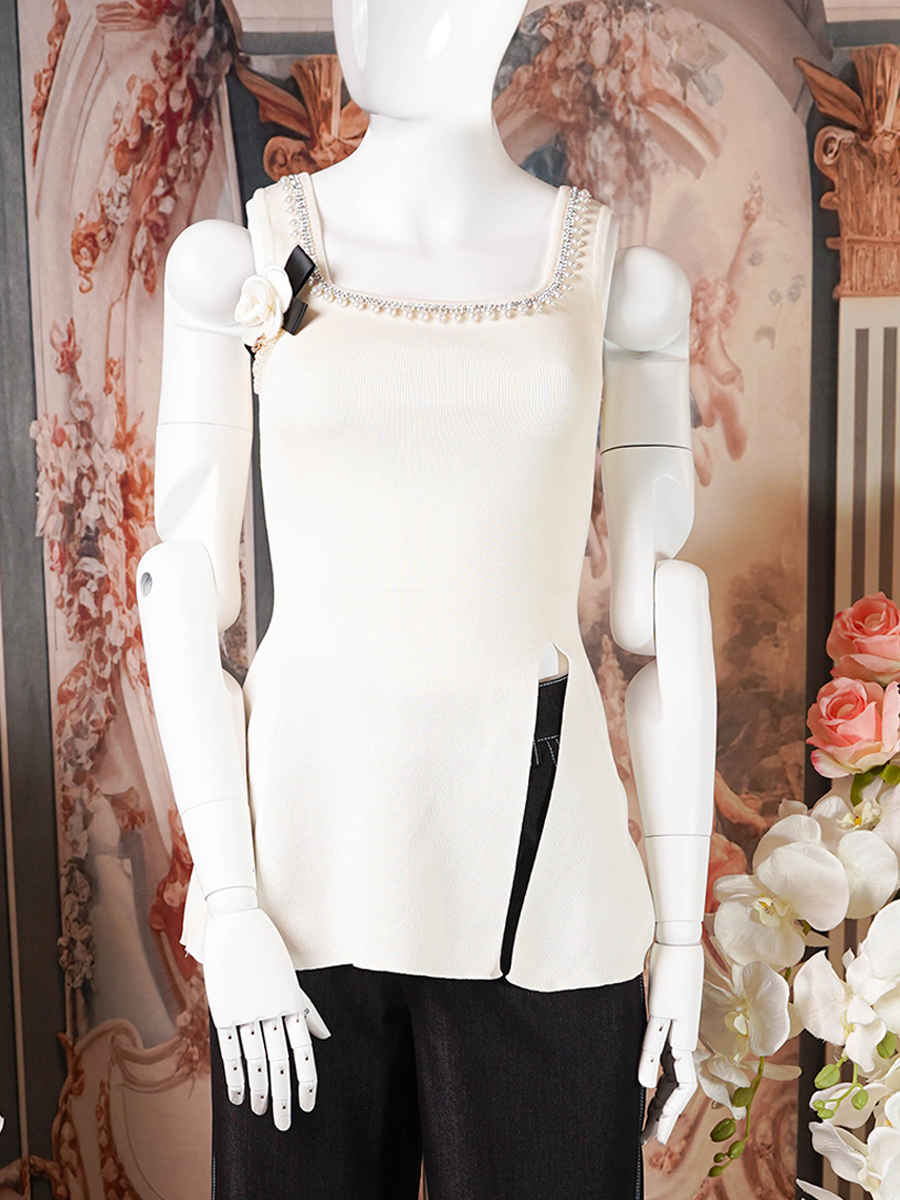 Cream Embellished Mini Dress