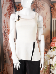 Cream Embellished Mini Dress