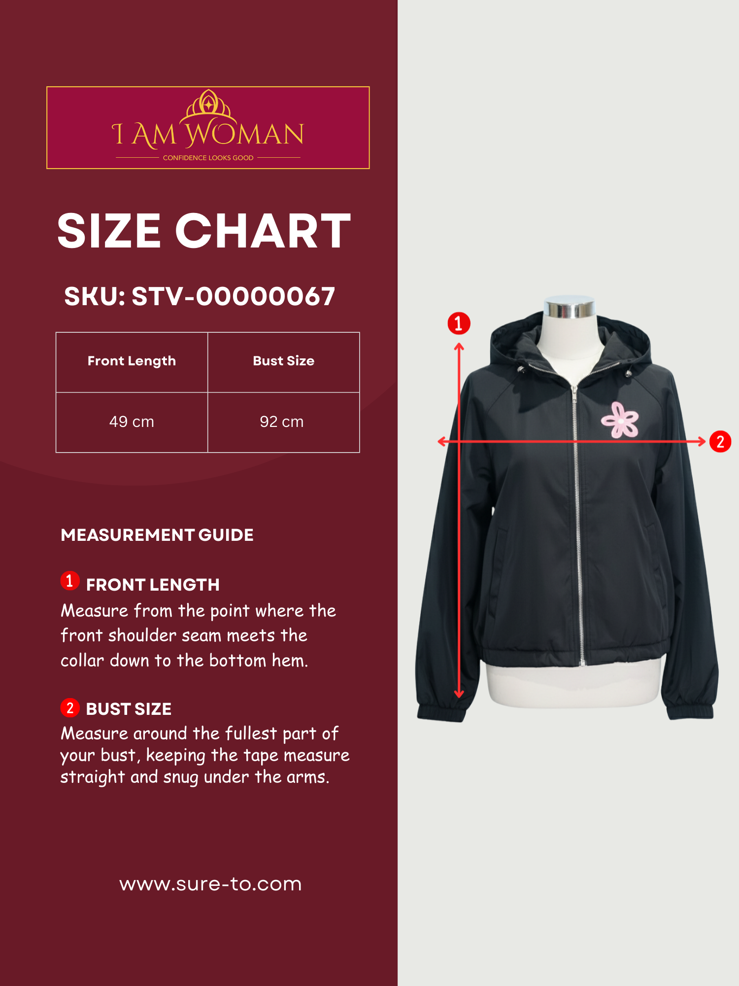 I Am Woman Black Zip-Up Jacket